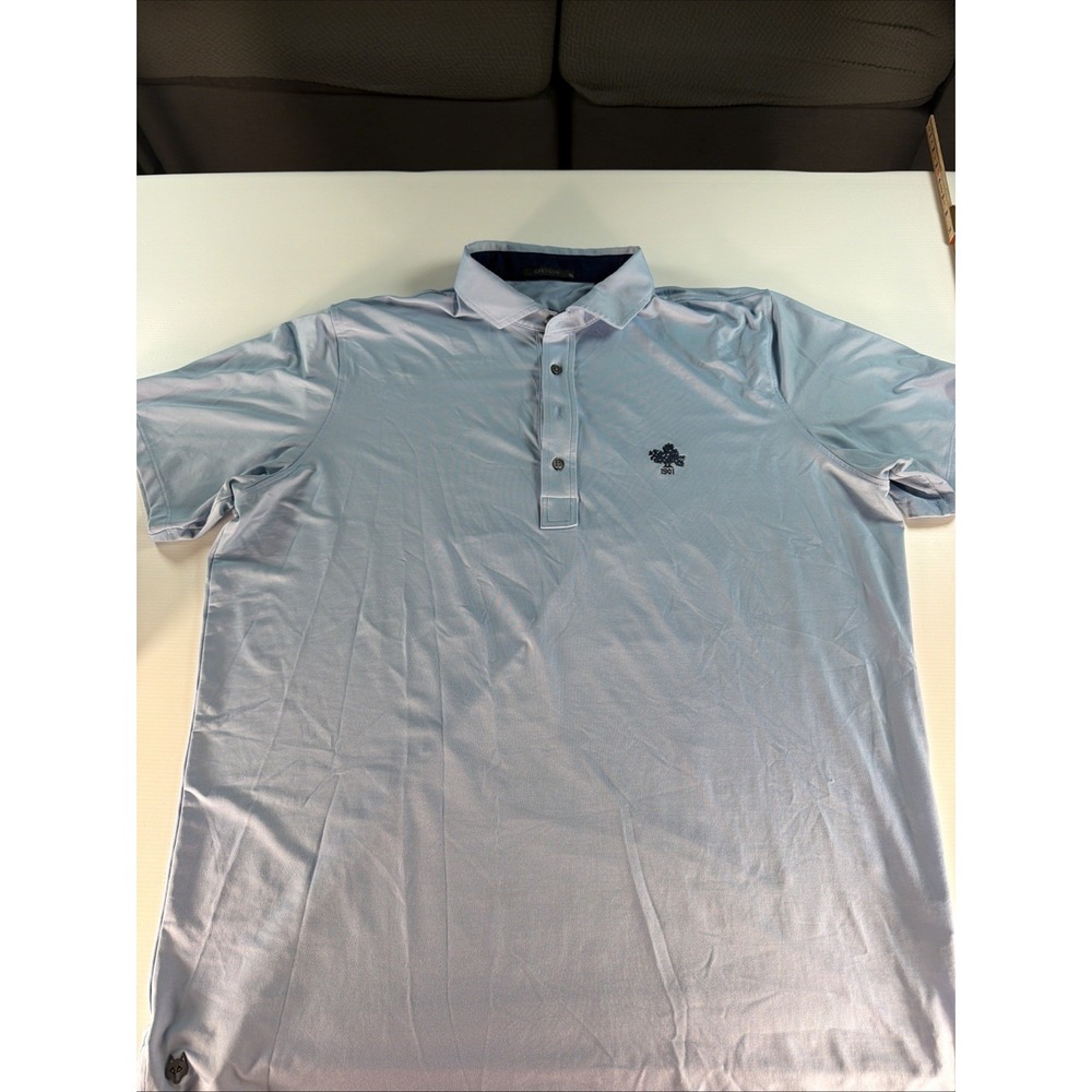 Greyson Golf Polo Men XL Blue 1901 Embroidered Logo Performance Shirt